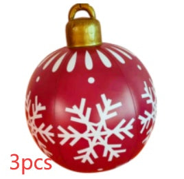 Bolas de adorno navideño de PVC para exteriores de 60 CM, bolas decoradas inflables de PVC, bolas gigantes grandes, adornos para árboles de Navidad, juguete de bola