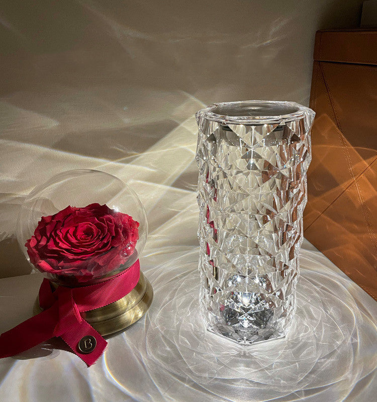 Lámparas de mesa LED románticas con forma de rosa de diamante para dormitorio, sala de estar, fiesta, cena, decoración, luces creativas
