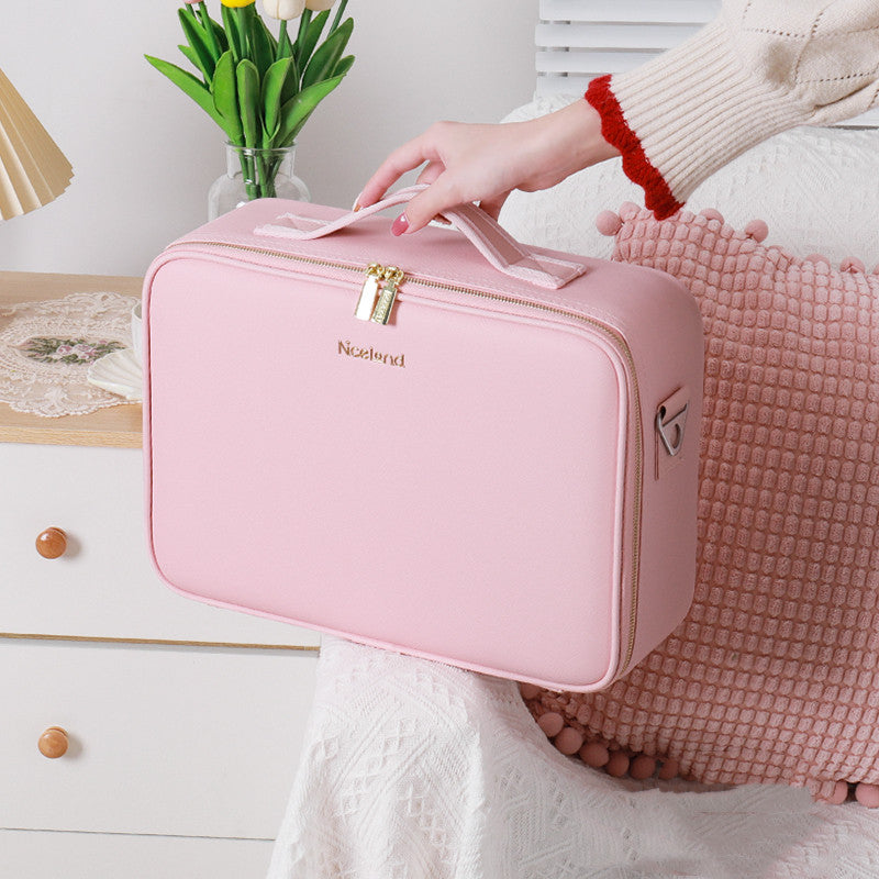Estuche cosmético LED inteligente con espejo, bolsa cosmética, bolsa de almacenamiento portátil de moda de gran capacidad, bolsas de maquillaje de viaje