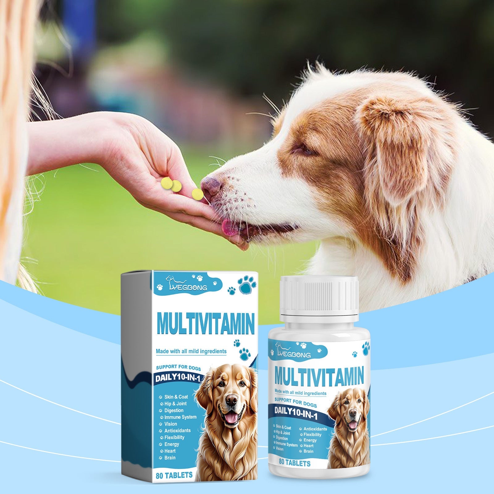 Yegbong Multivitamínico en comprimidos para perros Gatos Mascotas