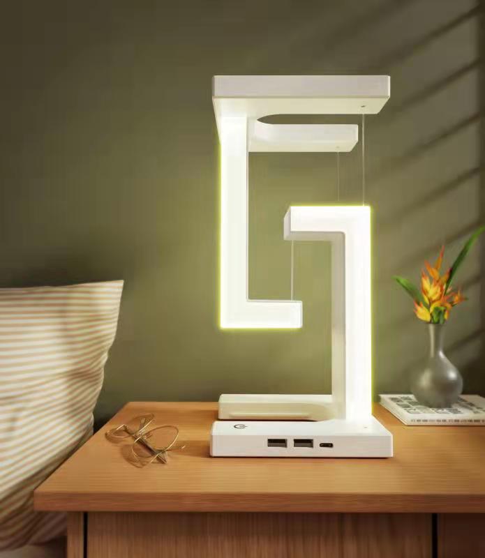 Lámpara de suspensión de carga inalámbrica creativa para smartphone, lámpara de equilibrio flotante para el hogar y el dormitorio