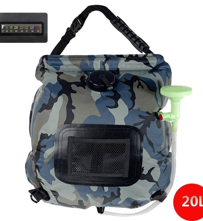 Bolsa de ducha solar exterior, bolsa de almacenamiento de agua para camping, bolsa de agua portátil de 20 litros