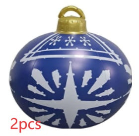 Bolas de adorno navideño de PVC para exteriores de 60 CM, bolas decoradas inflables de PVC, bolas gigantes grandes, adornos para árboles de Navidad, juguete de bola