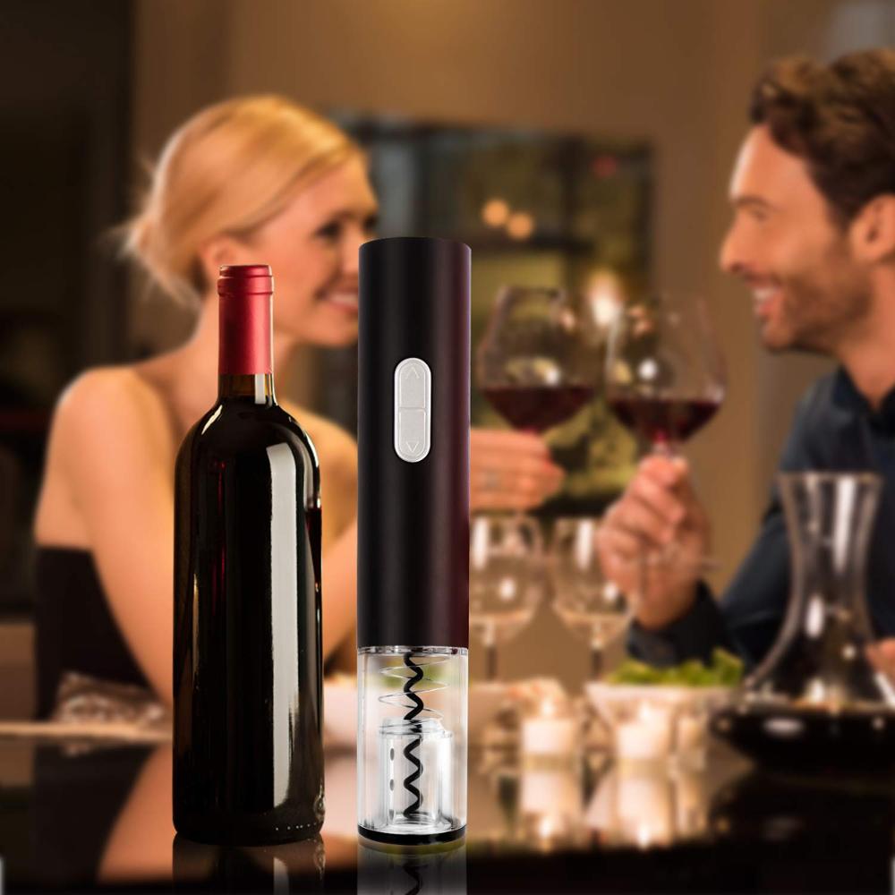 Abridor de vino eléctrico, abridor de sacacorchos de botella de vino eléctrico automático con cortador de papel de aluminio, kit abridor de botellas de vino