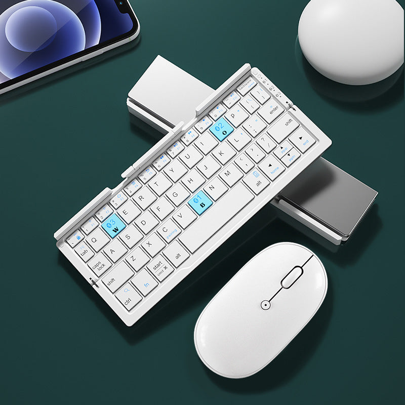 Mini Teclado Plegable Bluetooth Teclado Inalámbrico Soporta 3 Dispositivos con Soporte Teclado Plegable Recargable para Teléfono Tablet