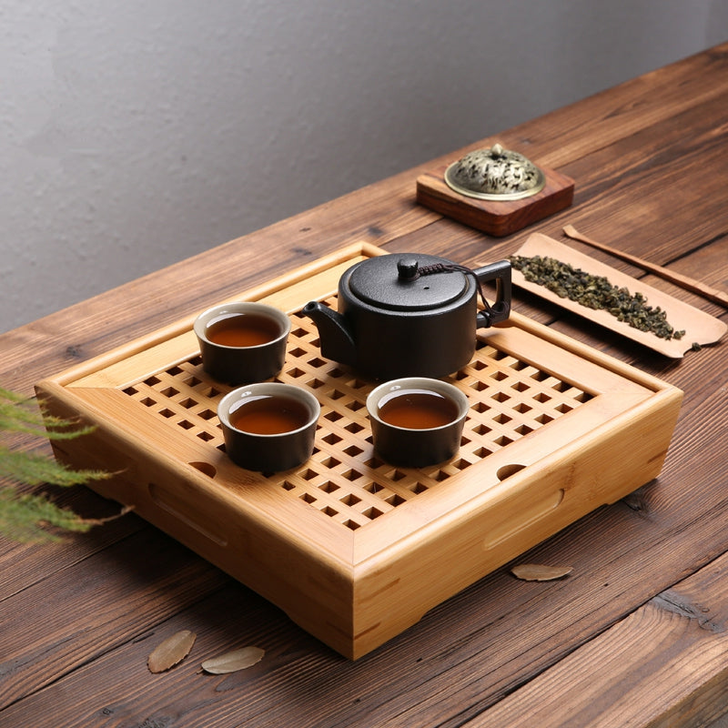 Bandeja de té de bambú Ningya mesa de té cuadrada