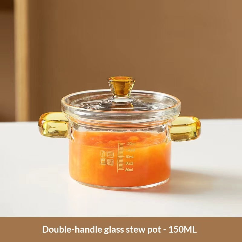 Household Borosilicate Glass Stew Pot With Measurement Scale