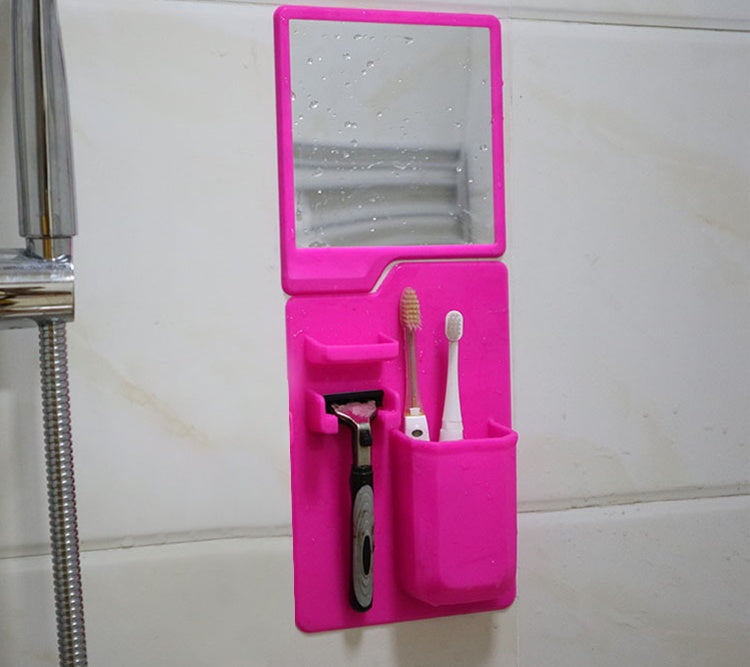 Soporte multiusos de silicona para cepillo de dientes, potente ventosa para espejo, organizador de pasta de dientes para baño y ducha