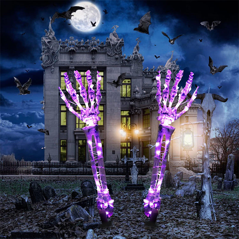 Halloween LED Iluminado Esqueleto Brazo Mano Fiesta de Halloween al Aire Libre Hogar Jardín Césped Decoración Casa Encantada Atrezos de Terror Decoración de Halloween