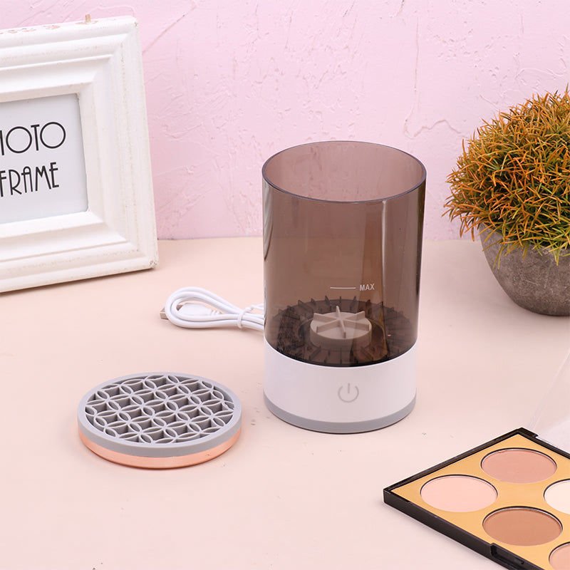 Herramienta de limpieza de brochas de sombra de ojos para mujeres, limpiador eléctrico portátil de brochas de maquillaje con carga USB, limpiador automático de brochas de cosméticos