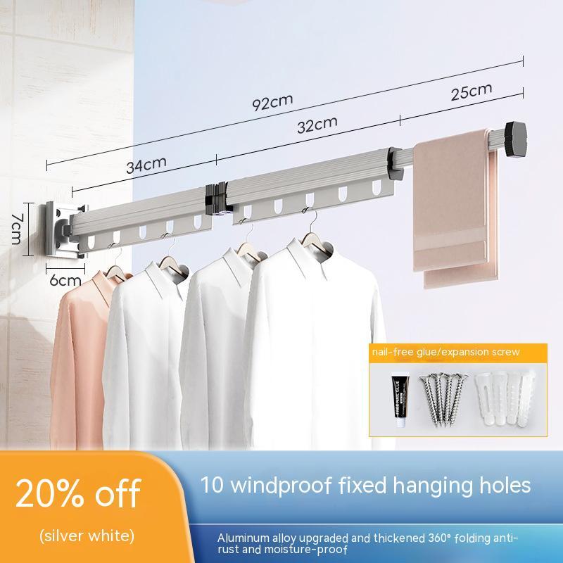 Perchero plegable con ventosa para ropa, balcón, aluminio, tendedero retráctil, sin perforaciones