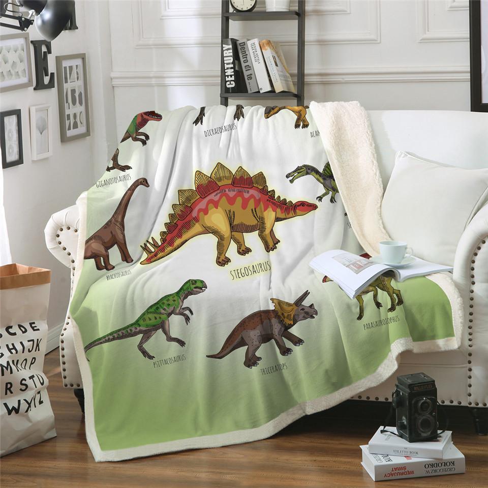 Manta de algodón suave y esponjosa de dinosaurio para niños, de dibujos animados jurásicos, para niños y niñas, mantas para camas, textil para el hogar, venta de ropa de cama