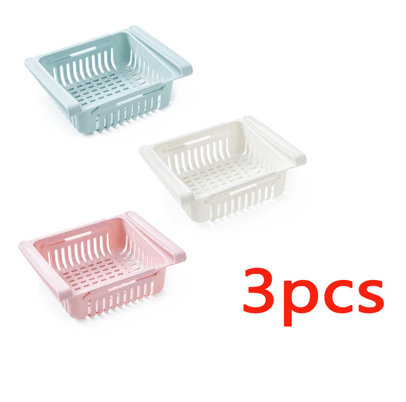 Cesta organizadora extensible para frigorífico, caja de almacenamiento multifunción para frigorífico de cocina