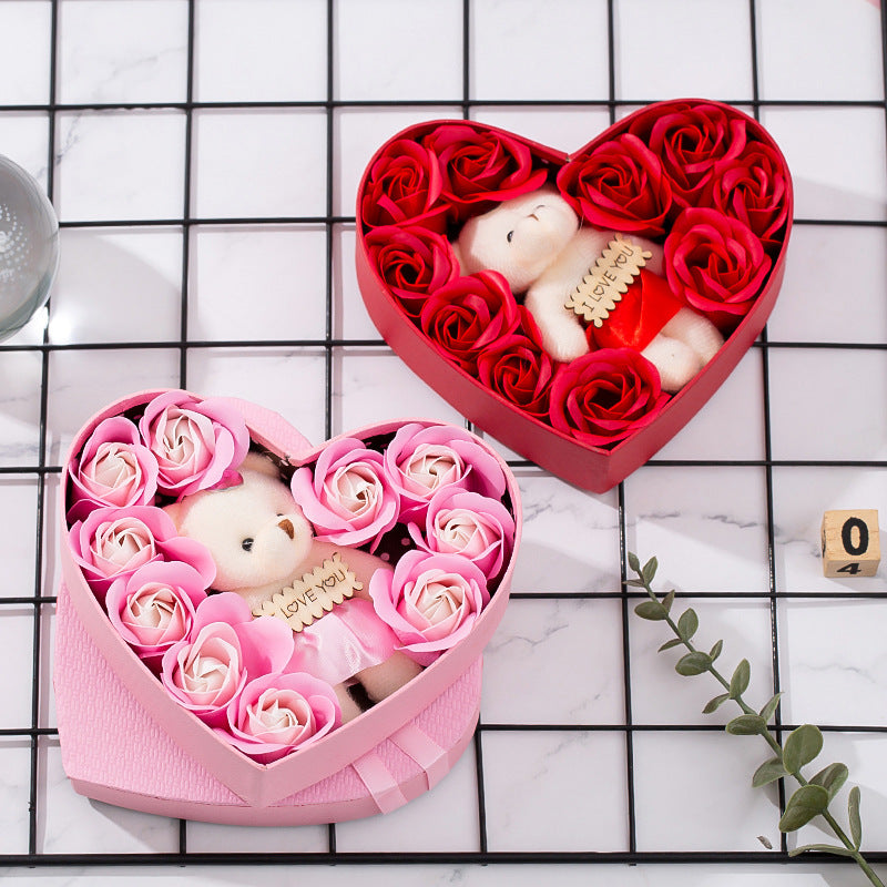 Caja de regalo roja en forma de corazón para Año Nuevo, Navidad, San Valentín, Día de la Madre, cumpleaños