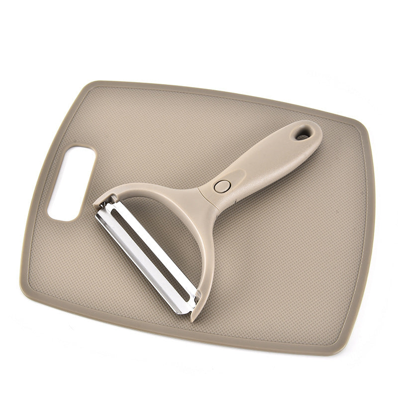 Juego de cortadores de acero inoxidable, juego de tres piezas, tabla de cortar de paja de trigo, cuchillo para fruta, pelador, herramientas de cocina combinadas