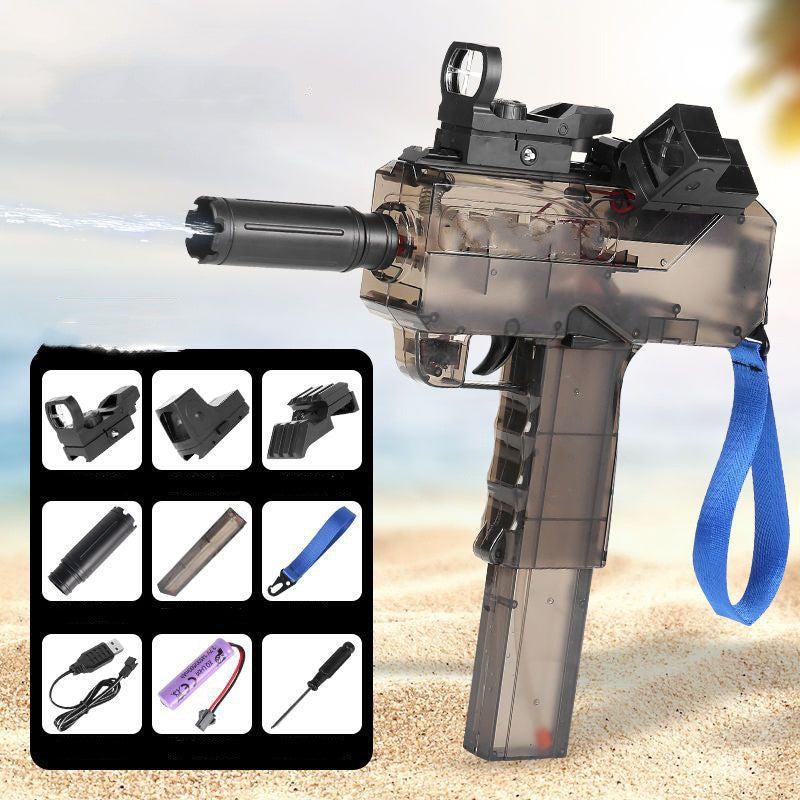 Pistola de agua eléctrica Uzi con chorro, potente pistola de agua para niños, juguete de pistola de agua totalmente automática, de largo alcance, pulverizadora, para exteriores