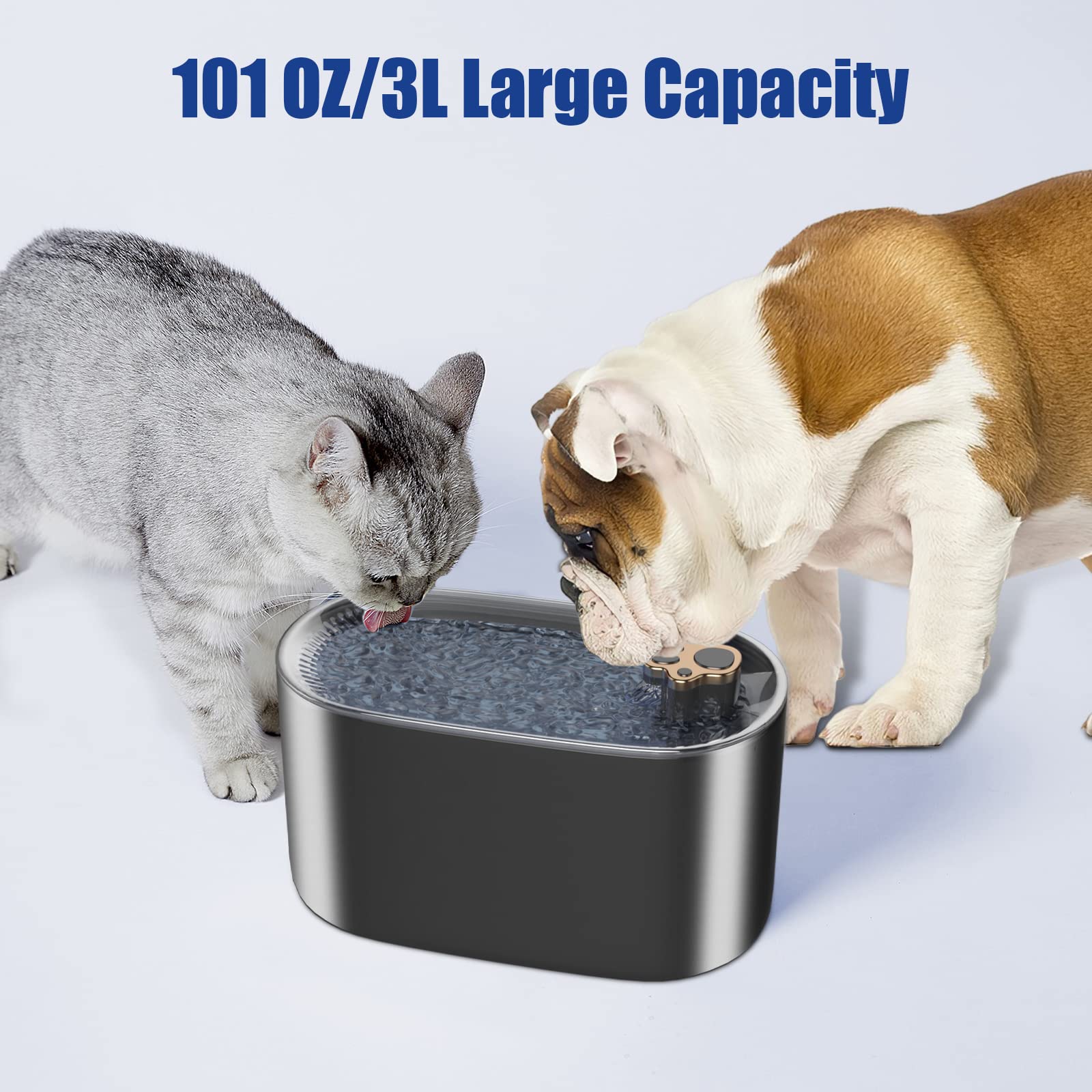 Filtro para fuente de agua para gatos de 3L, bebedero automático para perros y gatos, dispensador de agua para mascotas ultrasilencioso con luz LED, productos para mascotas