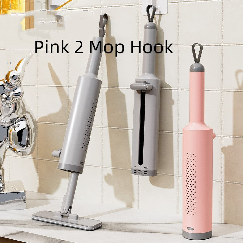 Mopa giratoria de autoescurrido con cepillo para ranuras, mopa plana sin lavado a mano con 2 almohadillas de microfibra reutilizables, mopa de microfibra para uso en húmedo y seco, mopa plana autoescurridora para limpieza de suelos