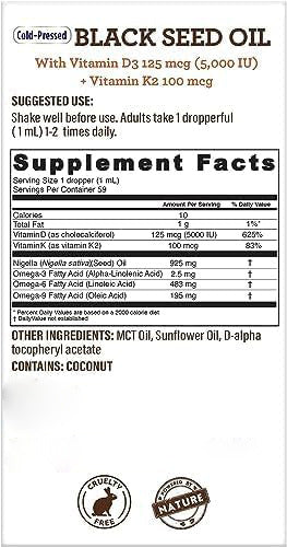 Gotas de aceite de semilla negra contienen vitaminas
