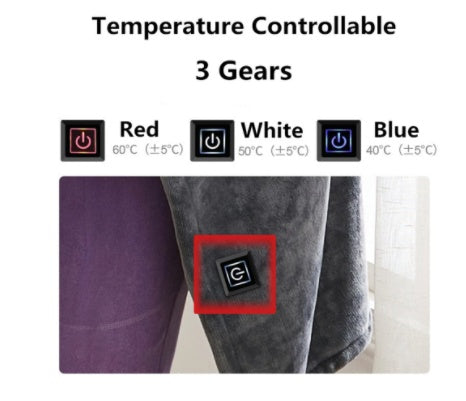 Manta Térmica de Franela de Invierno Protección Contra el Frío Calentador Corporal USB Manta Eléctrica de Felpa Calentada Tipo Chal Cálido