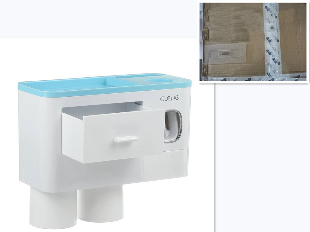 Estante de almacenamiento de un solo cajón magnético para cepillos de dientes, sin marcas, con exprimidor de pasta de dientes, juego de artículos de tocador