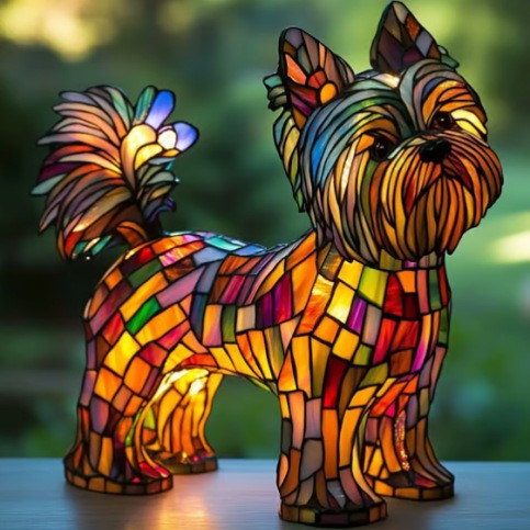 Lámpara decorativa de perro extraño y colorido de resina