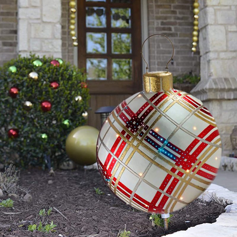 Bolas de adorno navideño de PVC para exteriores de 60 CM, bolas decoradas inflables de PVC, bolas gigantes grandes, adornos para árboles de Navidad, juguete de bola