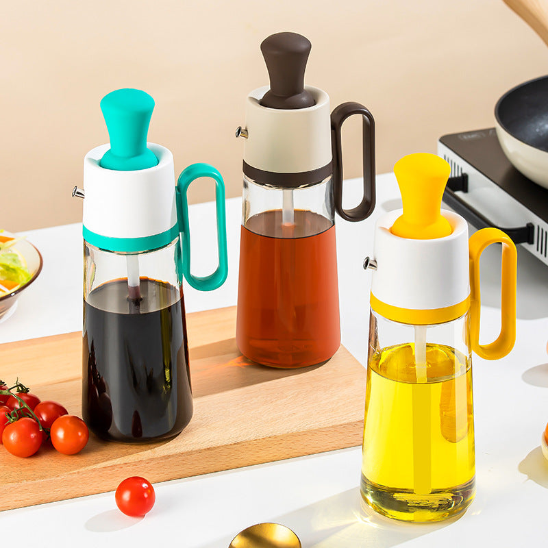 Dispensador de aceite 2 en 1 con brocha de silicona, botella de vidrio para pulverizador de aceite de barbacoa, silicona para barbacoa, cocina, botella de condimento, utensilios de cocina