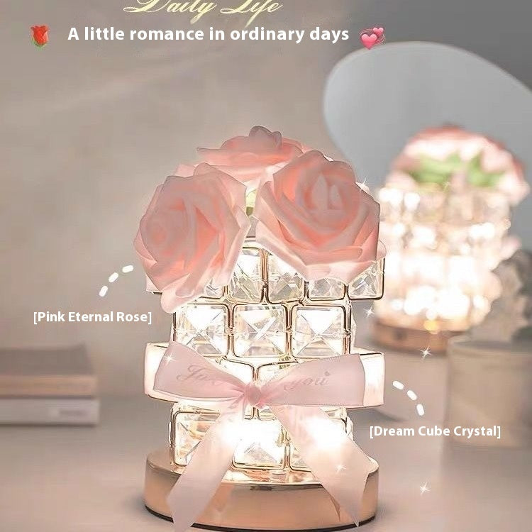 Lámpara de mesa ambiental 520 Gift Rose Cube