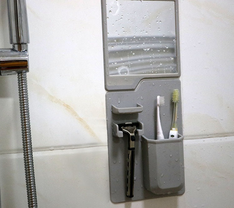 Soporte multiusos de silicona para cepillo de dientes, potente ventosa para espejo, organizador de pasta de dientes para baño y ducha