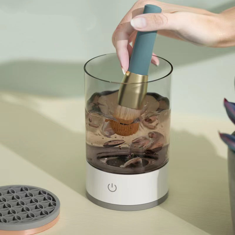 Herramienta de limpieza de brochas de sombra de ojos para mujeres, limpiador eléctrico portátil de brochas de maquillaje con carga USB, limpiador automático de brochas de cosméticos