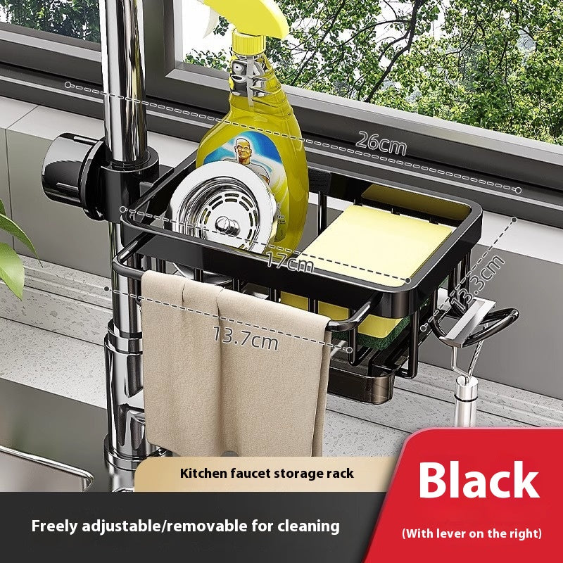 Estante de almacenamiento de grifo de fregadero de aluminio espacial para cocina Lavavajillas Fregadero de vegetales Suministros Cesto de drenaje doméstico Accesorios de baño