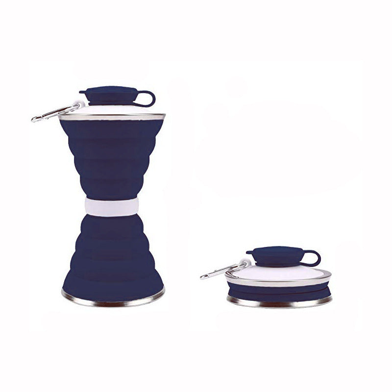 Botella de agua de silicona de 500 ml, plegable, a prueba de fugas, portátil, para deportes, viajes, para actividades al aire libre, gimnasio, senderismo, utensilios de cocina reutilizables
