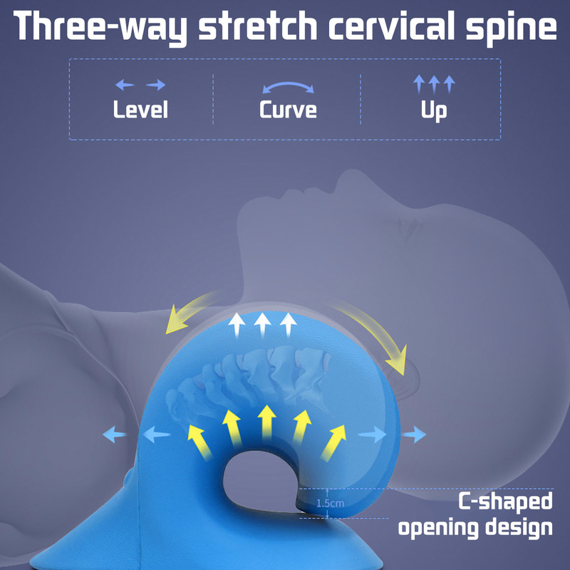 Estirador de cuello para el estiramiento de la columna cervical, relajación muscular por gravedad, almohada de masaje para hombros, alivio del dolor y corrección de la columna vertebral