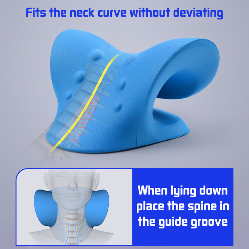 Estirador de cuello para el estiramiento de la columna cervical, relajación muscular por gravedad, almohada de masaje para hombros, alivio del dolor y corrección de la columna vertebral