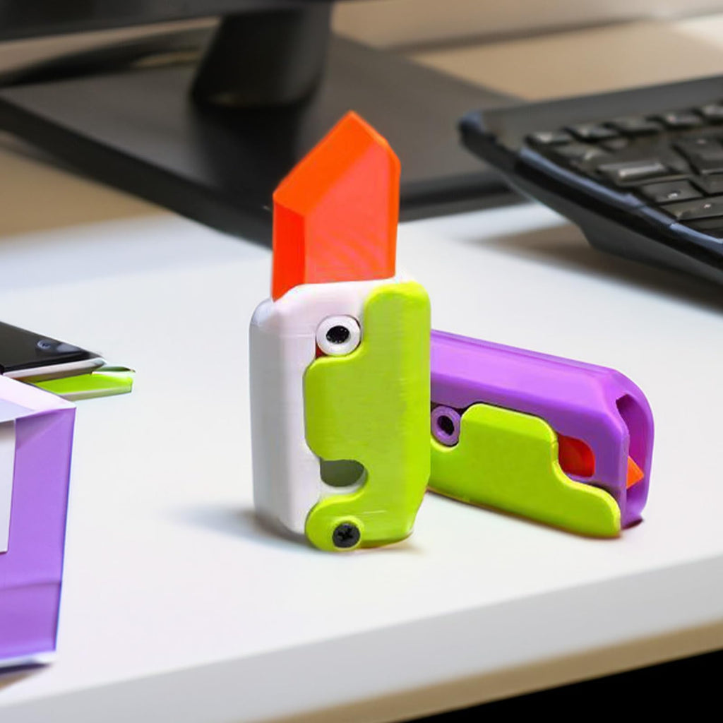 Impresión 3D Gravedad Cubo Salto Pequeño Rábano Cuchillo Mini Modelo Premio Estudiantil Colgante Juguete de Descompresión Para Niños Regalo