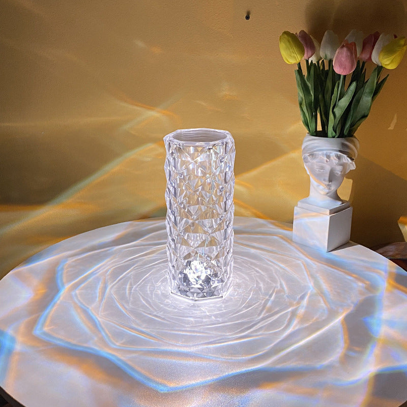 Lámparas de mesa LED románticas con forma de rosa de diamante para dormitorio, sala de estar, fiesta, cena, decoración, luces creativas