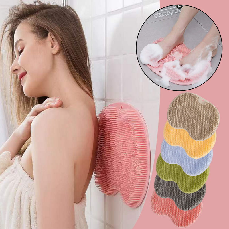 Masaje Cepillo de baño Alfombrilla de baño antideslizante para el baño Cepillo de masaje para la espalda Almohadilla de silicona con ventosa para frotar los pies Herramienta de limpieza corporal para el baño