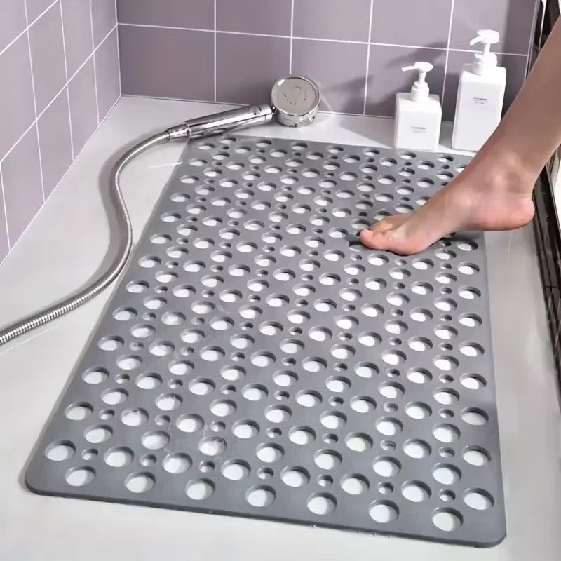 Alfombrilla de baño antideslizante cuadrada con ventosa y diseño de orificio redondo, alfombrilla de ducha antideslizante para el hogar, de masaje, de drenaje rápido