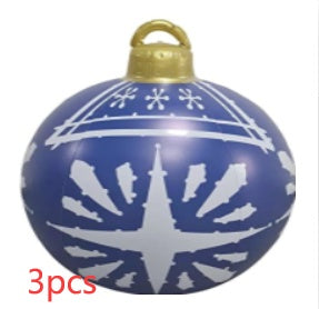 Bolas de adorno navideño de PVC para exteriores de 60 CM, bolas decoradas inflables de PVC, bolas gigantes grandes, adornos para árboles de Navidad, juguete de bola