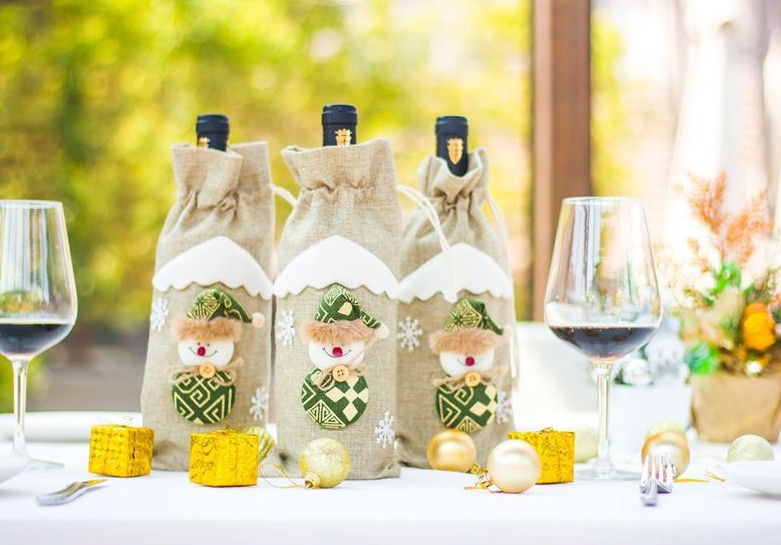 Decoraciones Navideñas Calcetines Navideños para Botellas de Vino