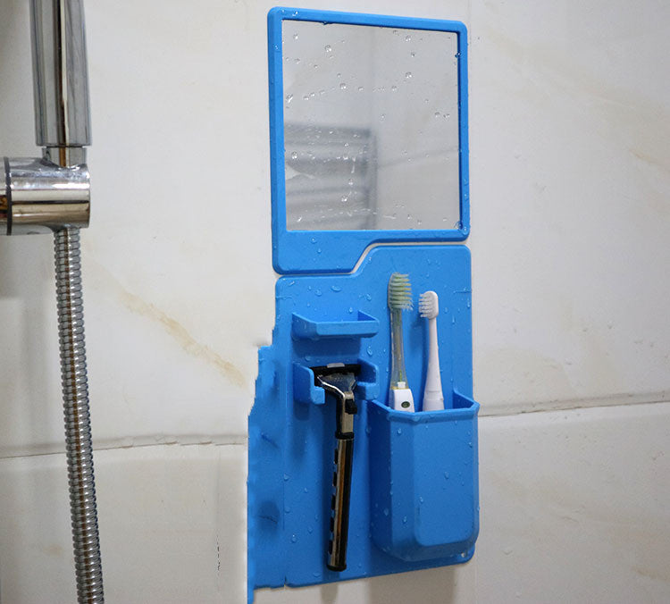 Soporte multiusos de silicona para cepillo de dientes, potente ventosa para espejo, organizador de pasta de dientes para baño y ducha