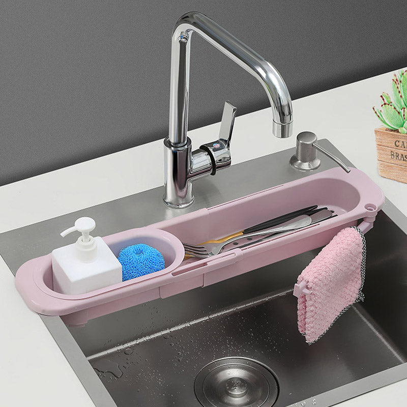 Estante telescópico para fregadero, soporte para jabón y esponja, organizador de fregaderos de cocina, estante de drenaje ajustable para fregaderos, cesta de almacenamiento, accesorios de cocina