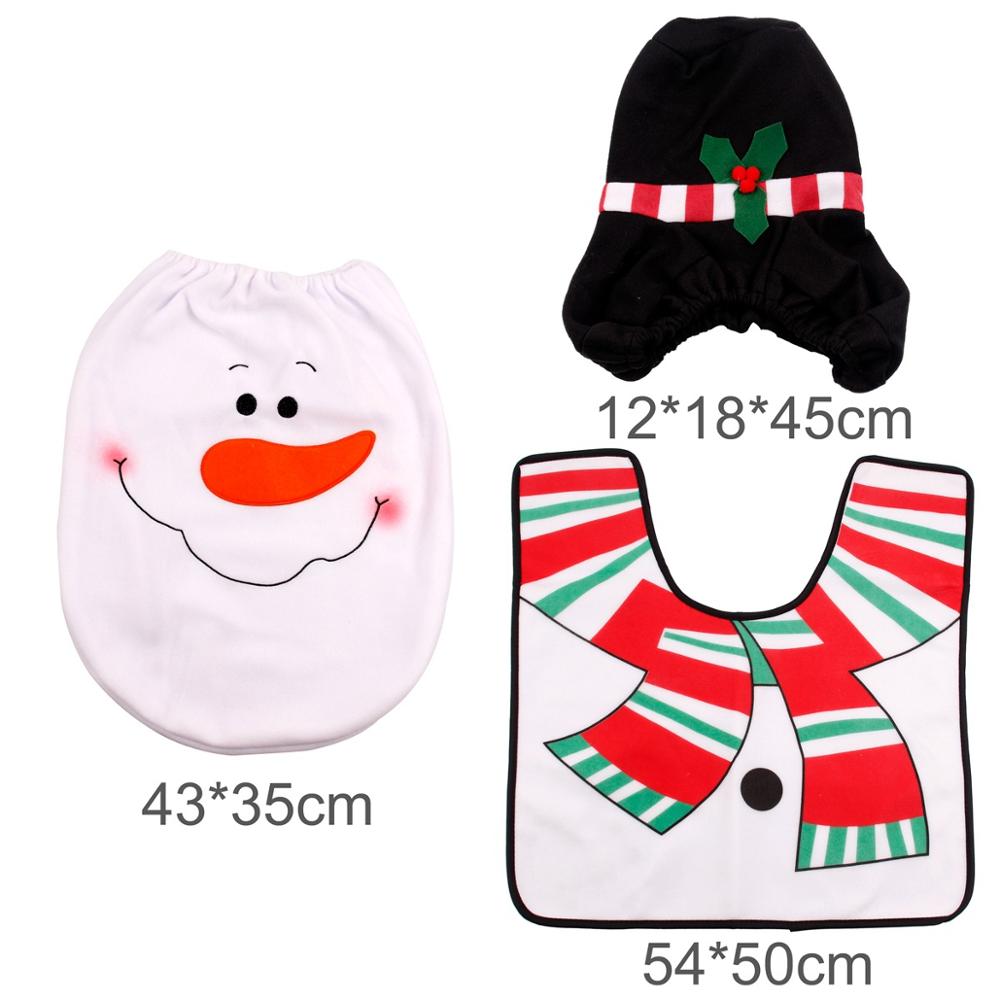 Feliz Navidad Cortina de baño Papá Noel Asiento de inodoro Decoraciones de Navidad