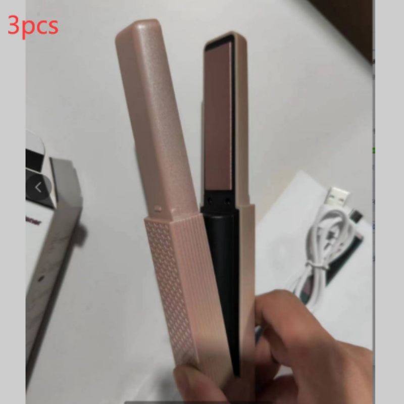 Plancha de pelo inalámbrica USB, mini rizador de cerámica, 3 temperaturas constantes, plancha plana portátil para viajes