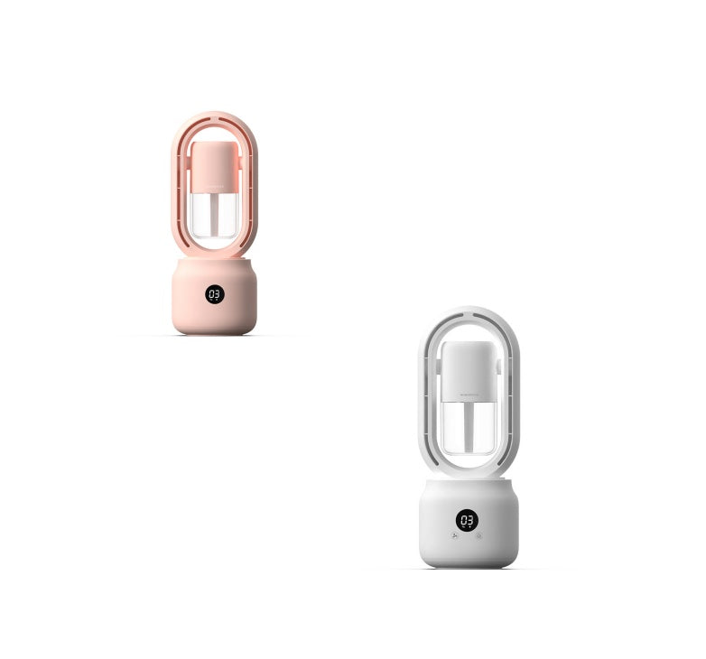 Ventilador Eléctrico Portátil Recargable USB sin Aspas con Rociador de Niebla Enfriado por Agua de Verano, Humidificador de Aire, Ventilador de Mesa