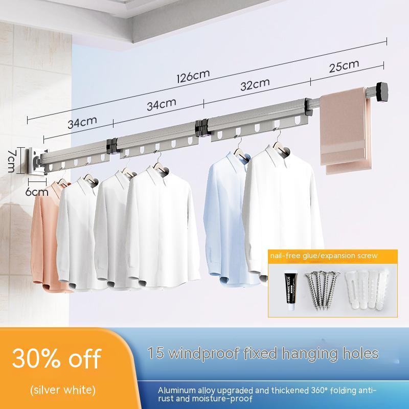 Perchero plegable con ventosa para ropa, balcón, aluminio, tendedero retráctil, sin perforaciones