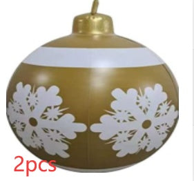 Bolas de adorno navideño de PVC para exteriores de 60 CM, bolas decoradas inflables de PVC, bolas gigantes grandes, adornos para árboles de Navidad, juguete de bola