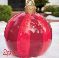 Bolas de adorno navideño de PVC para exteriores de 60 CM, bolas decoradas inflables de PVC, bolas gigantes grandes, adornos para árboles de Navidad, juguete de bola