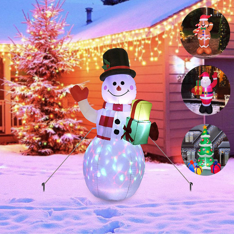 Luces LED de Navidad, Papá Noel, árbol, muñeco de nieve inflable, decoración para patio y jardín.